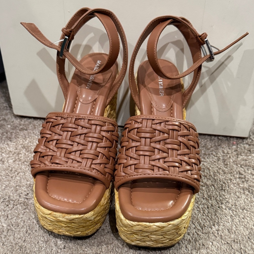 Marc Fisher Tan Woven Wedge Sandals